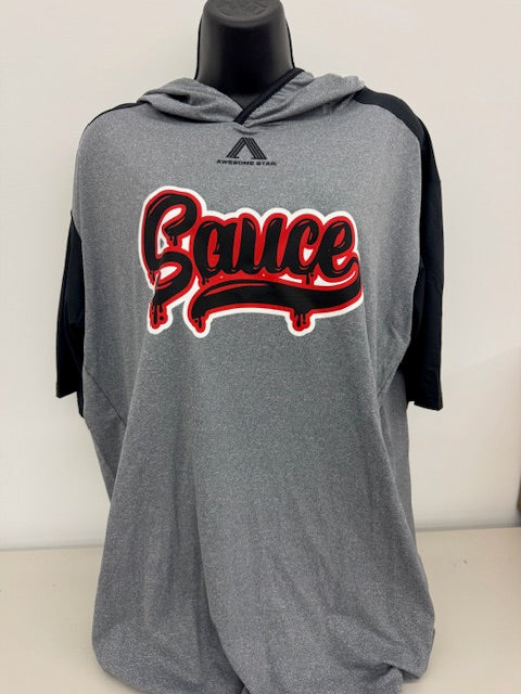 SAUCE Short Sleeve Grey Hoodie (Sauce Text)